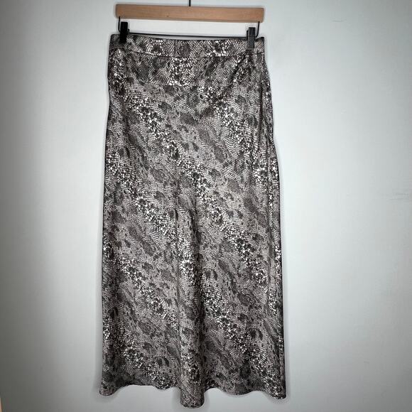 Free People Satin Snake Print Midi Skirt Size 12 - Picture 3 of 8